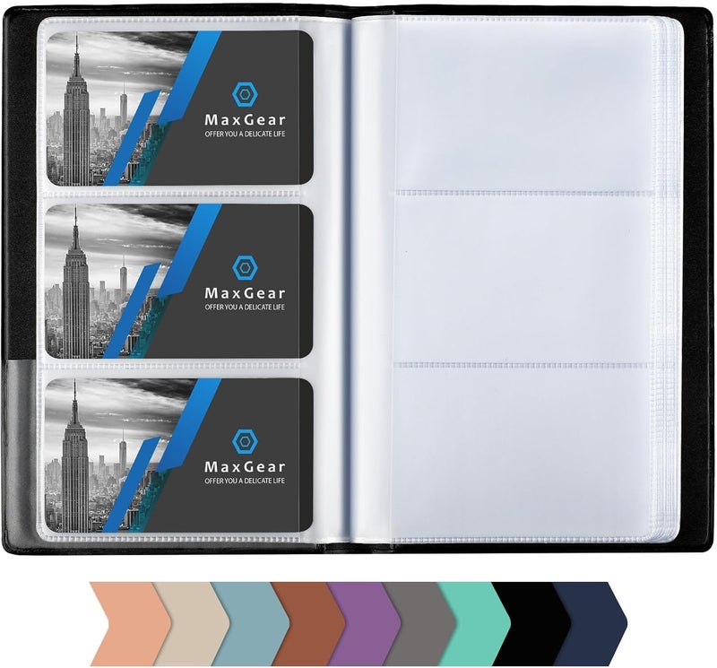 MaxGear Business Card Organizer, 240 Cards Book Portable Business Card Holder for Men & Women, Professional PU Credit Cards Binder File Storage, Black - Image 1